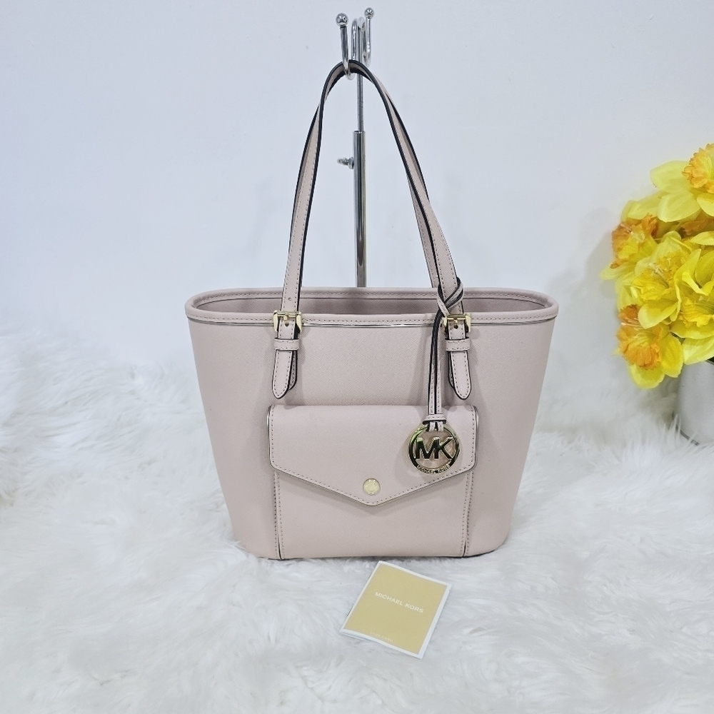 Michael Kors pink saffiano leather tote purse